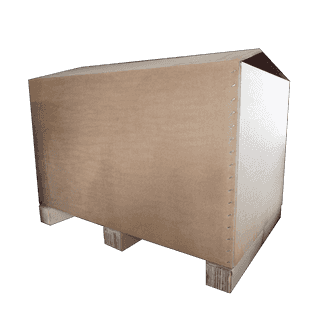 Ящик для поддонов - Многоразовый. Изготовлен полностью из гофрированного картона, не имеет деревянной части и очень компактен в сложенном виде.